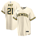 Milwaukee Brewers Dustin May Nike Cream Home Replica Jersey