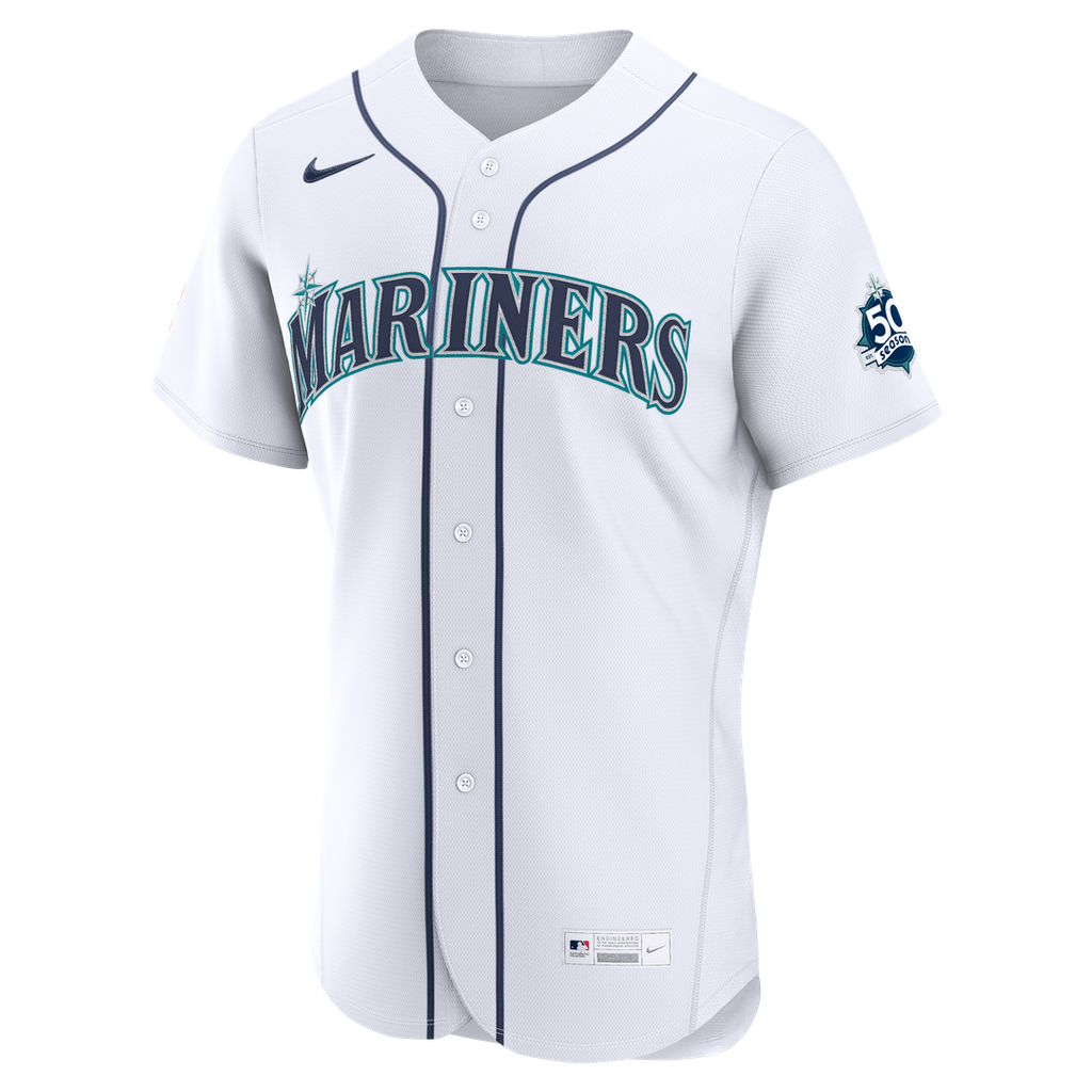 Seattle Mariners Julio Rodriguez Nike White Home 50th Season Authentic Jersey