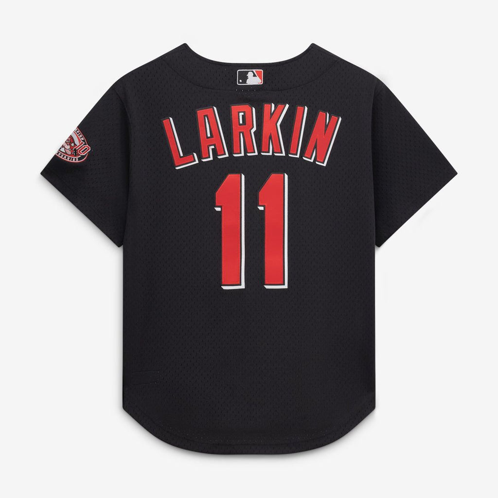 Cincinnati Reds Barry Larkin Mitchell & Ness Red Throwback Cooperstown Mesh Batting Practice Jersey